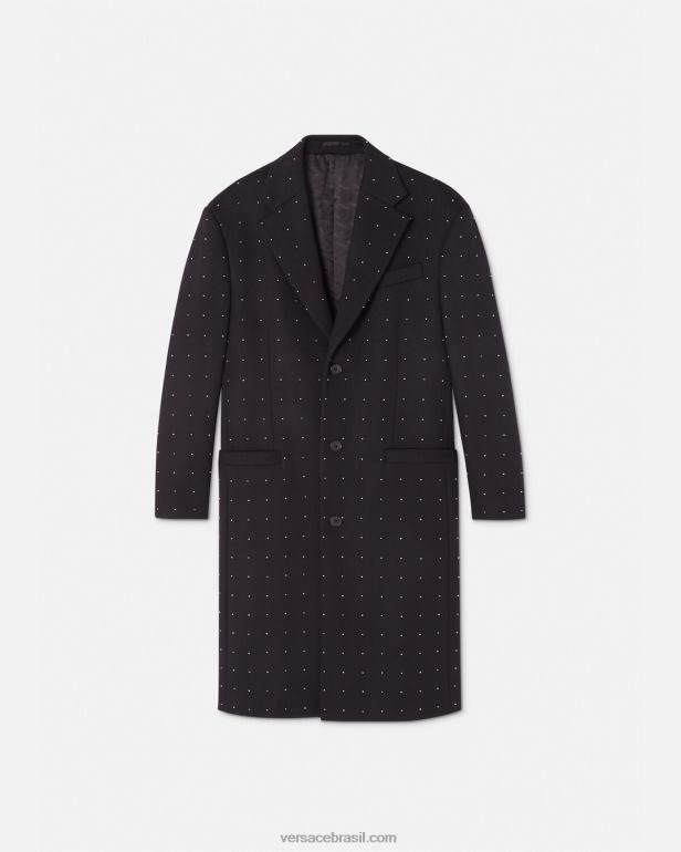 roupas P2TX1256 Versace casaco trespassado com grade de tachas preto homens