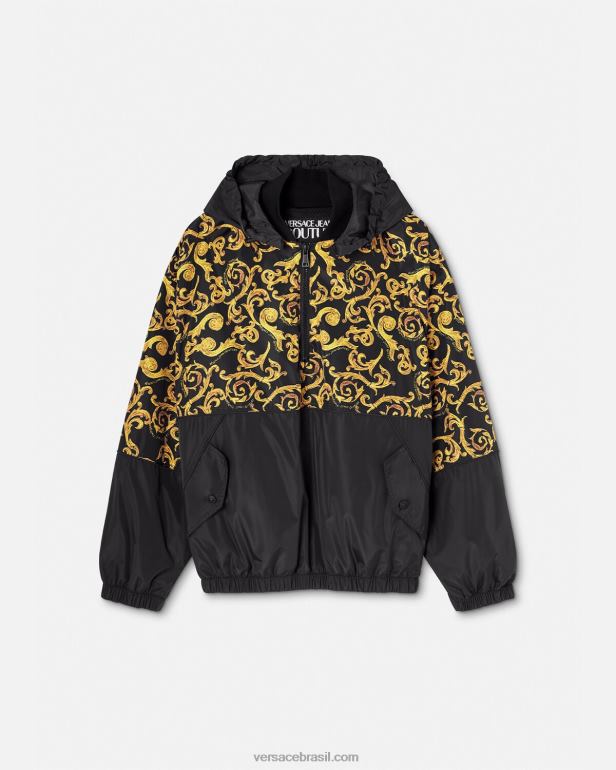 roupas P2TX2380 Versace esboço de jaqueta de alta costura com capuz ouro Preto homens