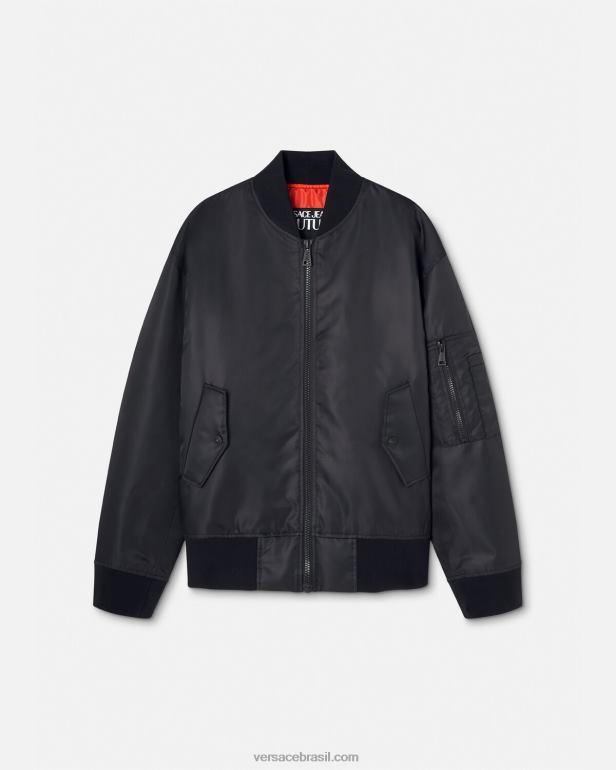 roupas P2TX2418 Versace jaqueta bomber com emblema v preto homens