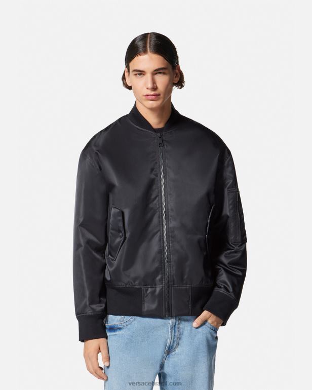 roupas P2TX2418 Versace jaqueta bomber com emblema v preto homens
