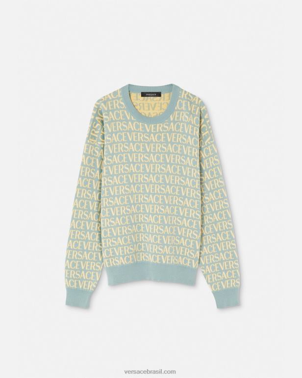 roupas P2TX1325 Versace suéter de tricô completo imprimir homens