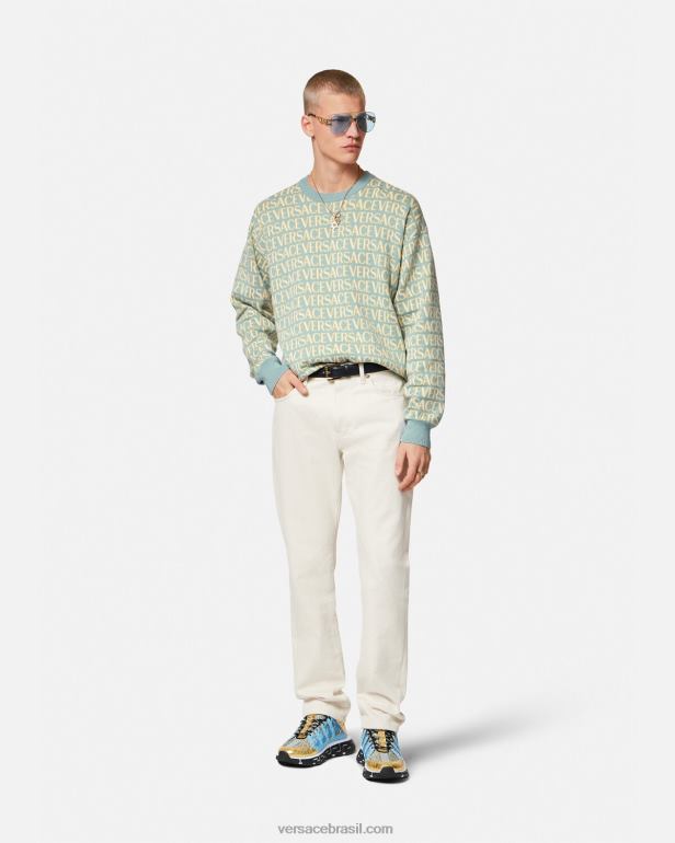 roupas P2TX1325 Versace suéter de tricô completo imprimir homens