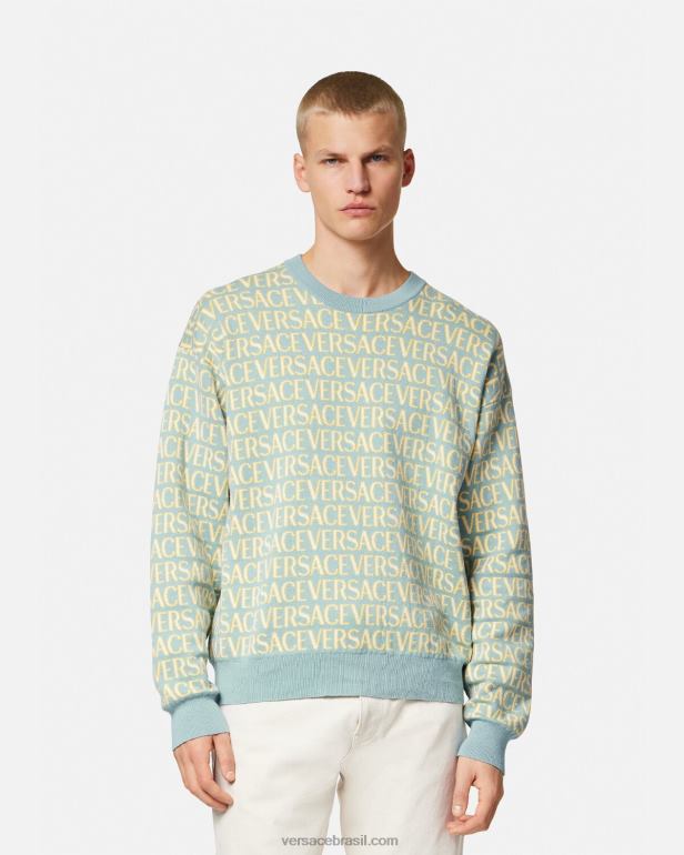 roupas P2TX1325 Versace suéter de tricô completo imprimir homens