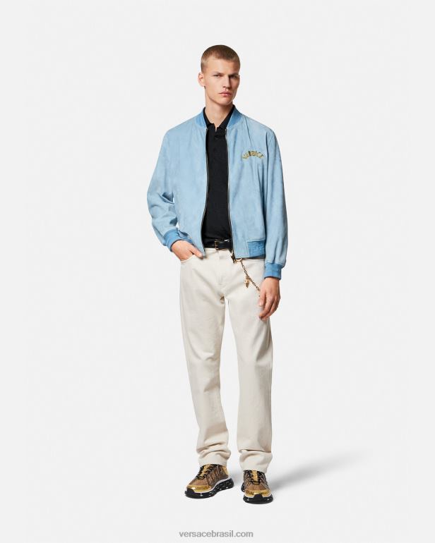 roupas P2TX1328 Versace camisa polo de malha manga curta la greca preto homens