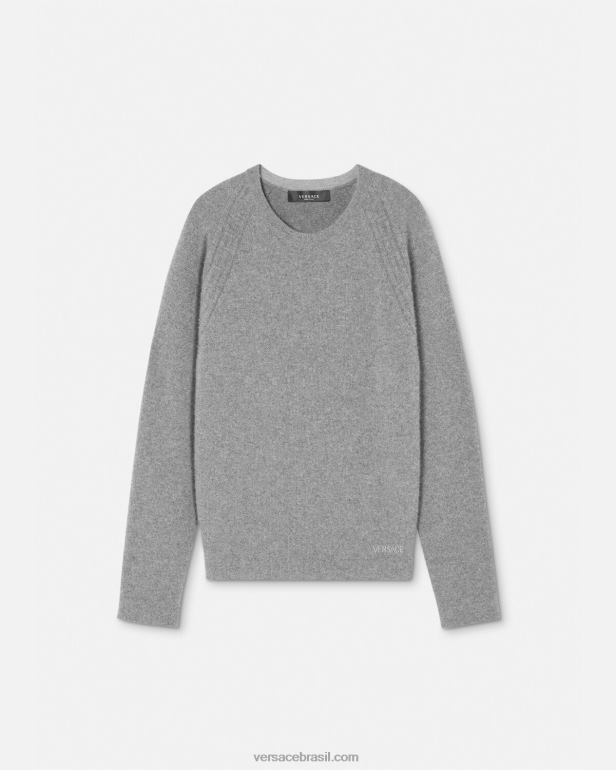 roupas P2TX1333 Versace suéter de caxemira Greca cinza homens