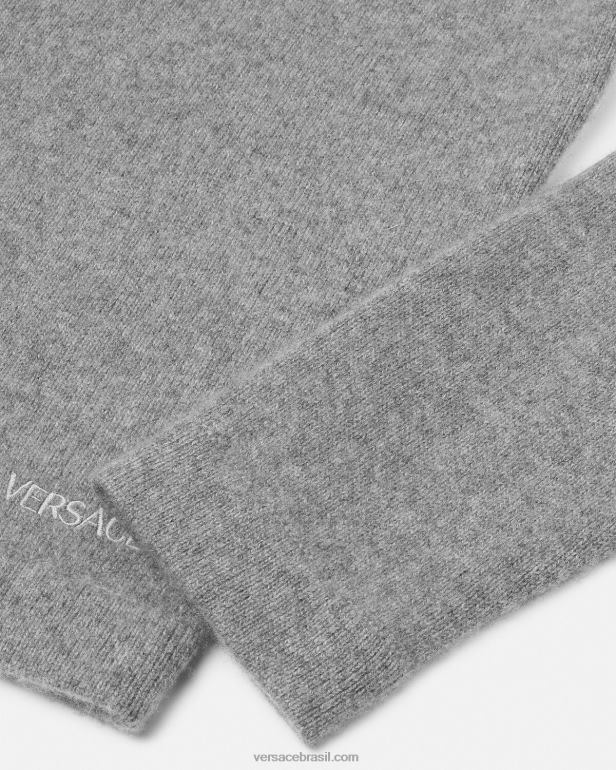 roupas P2TX1333 Versace suéter de caxemira Greca cinza homens