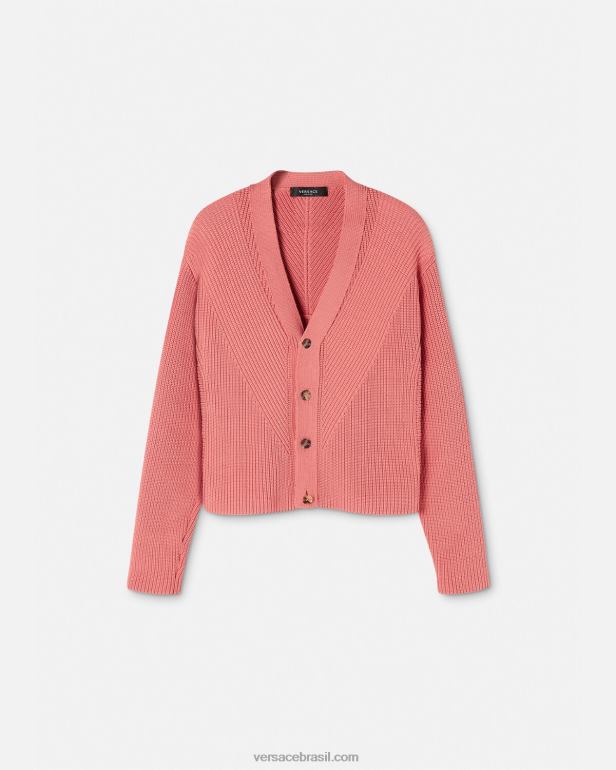 roupas P2TX1334 Versace cardigan de malha intársia rosa homens