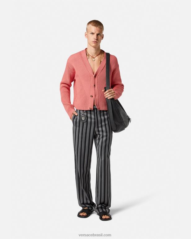roupas P2TX1334 Versace cardigan de malha intársia rosa homens