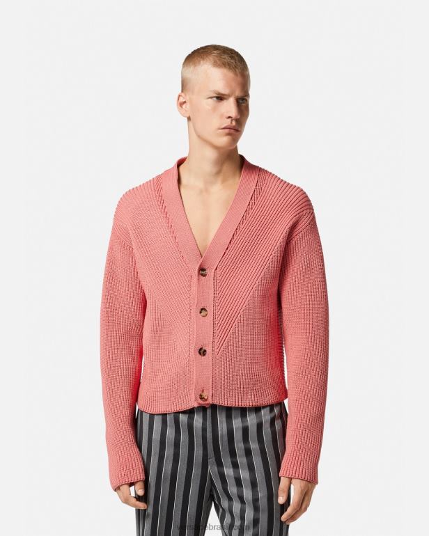 roupas P2TX1334 Versace cardigan de malha intársia rosa homens
