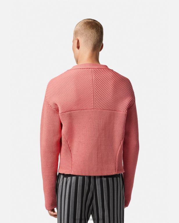 roupas P2TX1334 Versace cardigan de malha intársia rosa homens