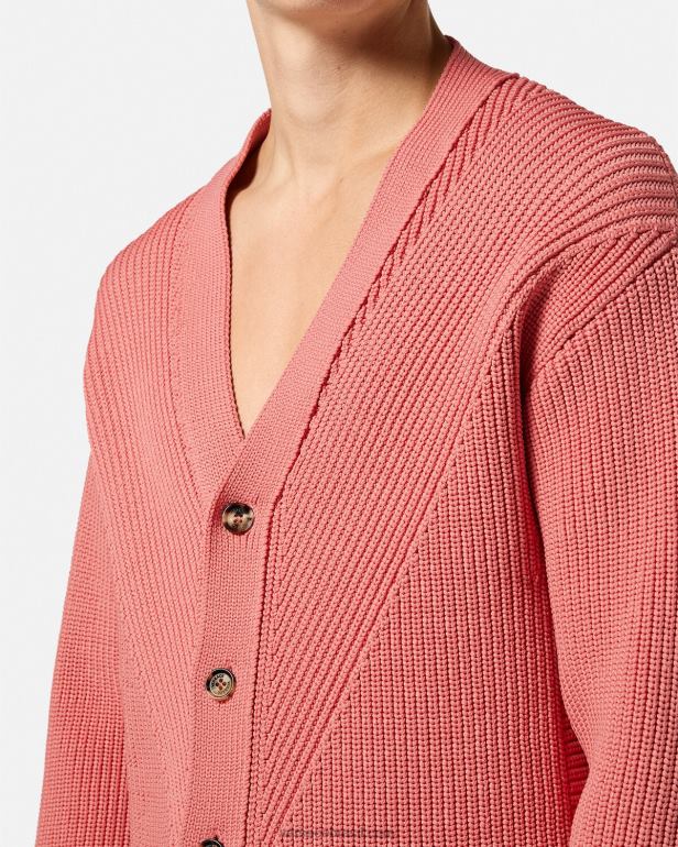 roupas P2TX1334 Versace cardigan de malha intársia rosa homens
