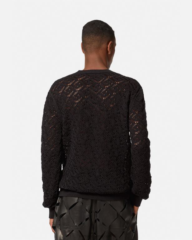 roupas P2TX1341 Versace suéter de tricô la greca preto homens