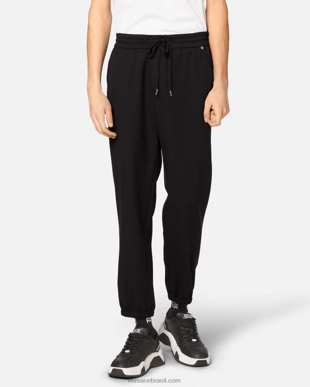 roupas P2TX2367 Versace calça de moletom com emblema v preto homens