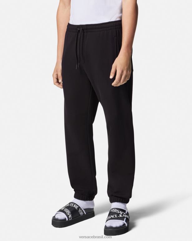 roupas P2TX2381 Versace calça de moletom com logo de rosas preto homens