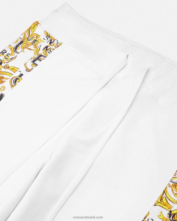 roupas P2TX2425 Versace calça de moletom de alta costura com logo ouro e branco homens