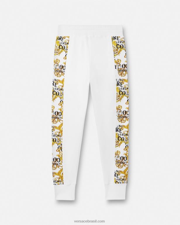 roupas P2TX2425 Versace calça de moletom de alta costura com logo ouro e branco homens