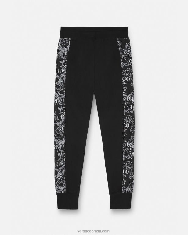 roupas P2TX2426 Versace calça de moletom de alta costura com logo preto homens
