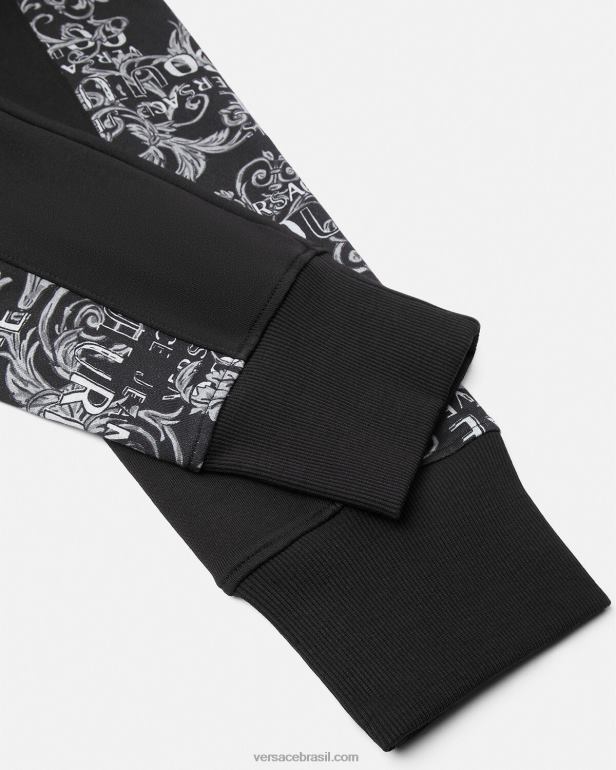 roupas P2TX2426 Versace calça de moletom de alta costura com logo preto homens