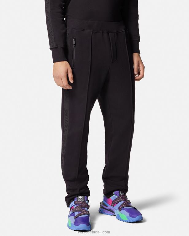 roupas P2TX2433 Versace calça de moletom com logotipo preto homens