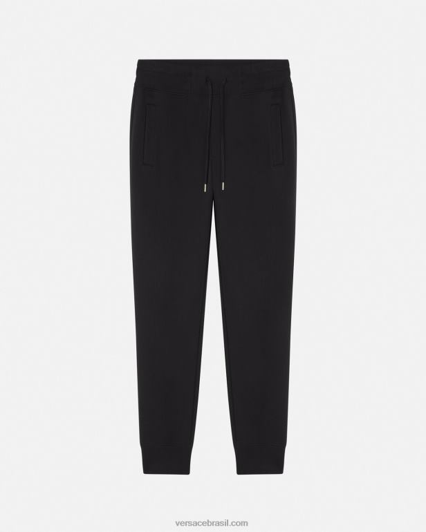 roupas P2TX2437 Versace calça de moletom com logotipo ouro Preto homens