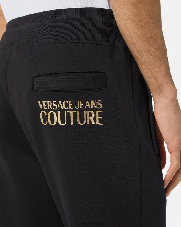 roupas P2TX2437 Versace calça de moletom com logotipo ouro Preto homens