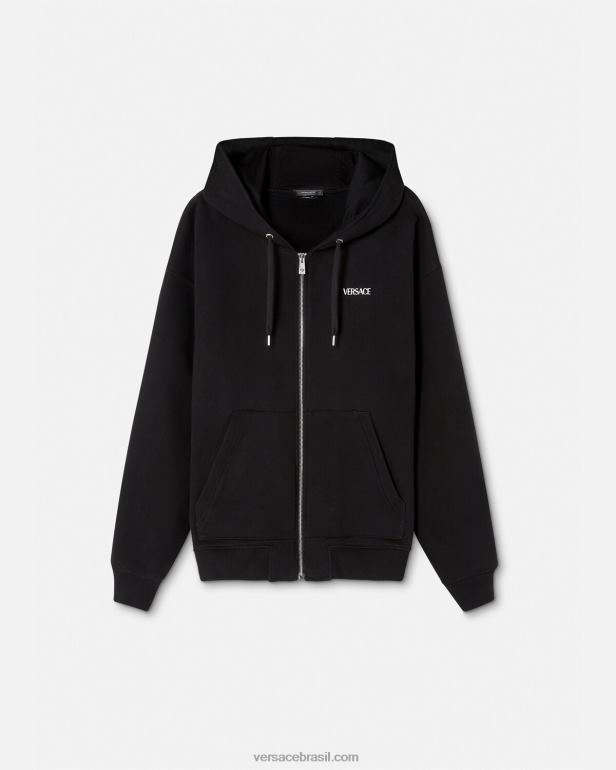 roupas P2TX1413 Versace moletom com zíper e logotipo preto homens