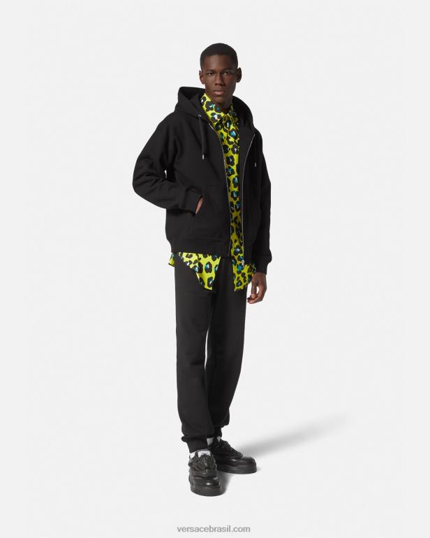 roupas P2TX1413 Versace moletom com zíper e logotipo preto homens