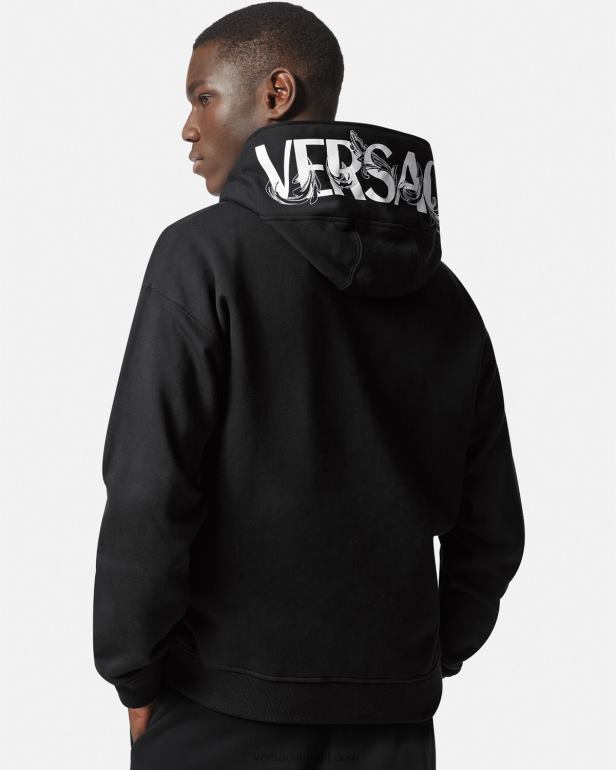 roupas P2TX1413 Versace moletom com zíper e logotipo preto homens