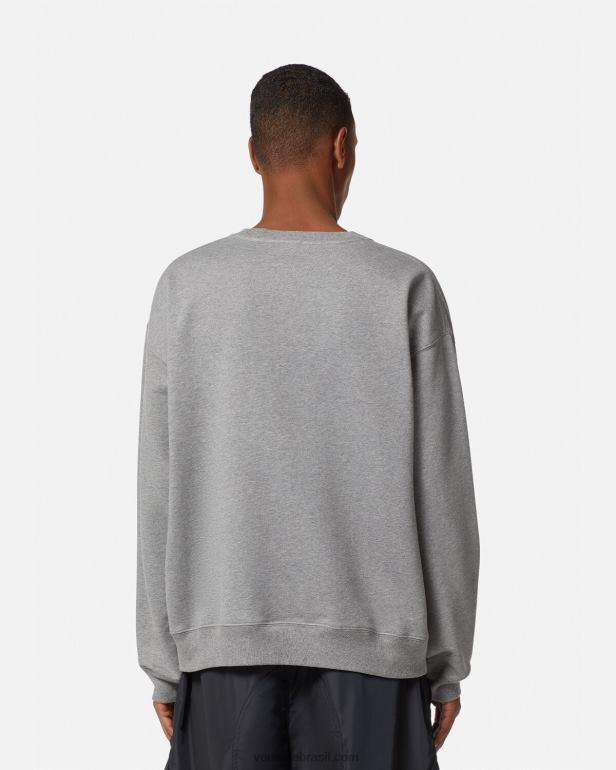 roupas P2TX1415 Versace moletom la maschera com logo cinza homens