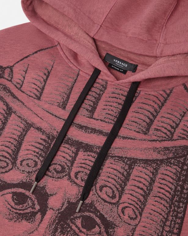 roupas P2TX1416 Versace moletom com capuz la maschera rosa homens