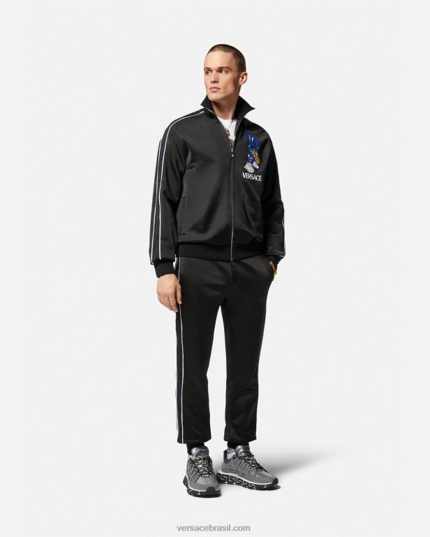 roupas P2TX1418 Versace moletom de coelho do festival da primavera preto homens