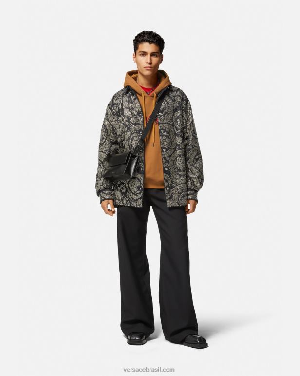 roupas P2TX1426 Versace moletom com capuz com logo do time do colégio laranja homens