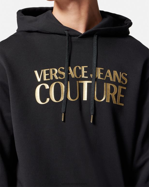 roupas P2TX2362 Versace moletom com logotipo ouro Preto homens