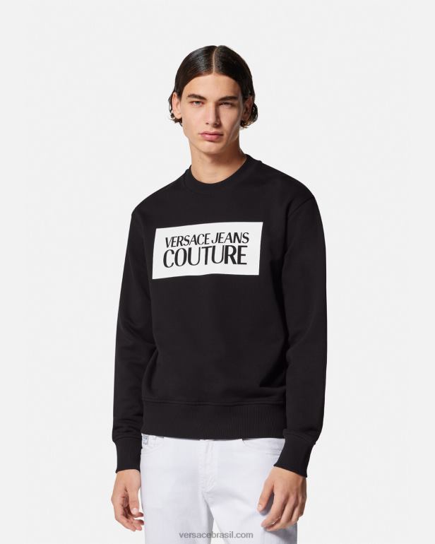 roupas P2TX2377 Versace moletom com logotipo preto homens