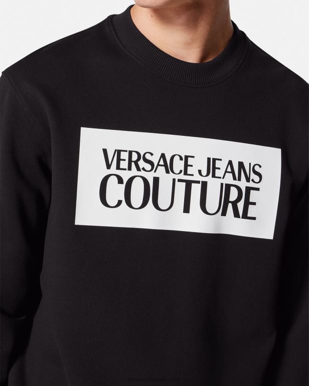 roupas P2TX2377 Versace moletom com logotipo preto homens