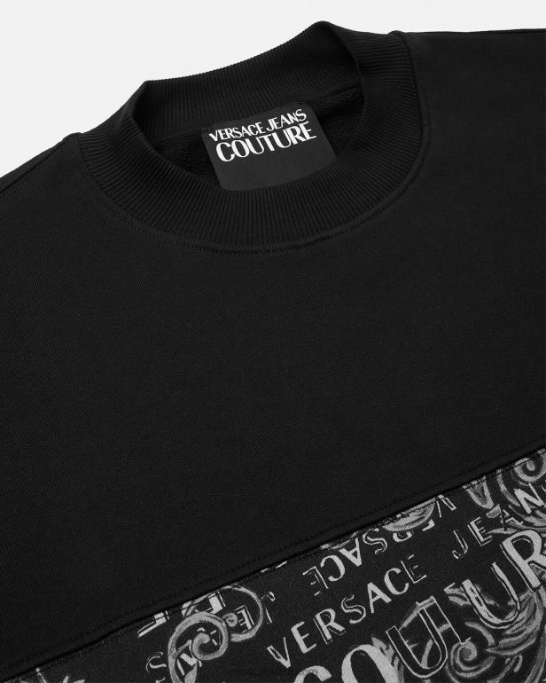 roupas P2TX2406 Versace moletom de alta costura com logotipo preto homens