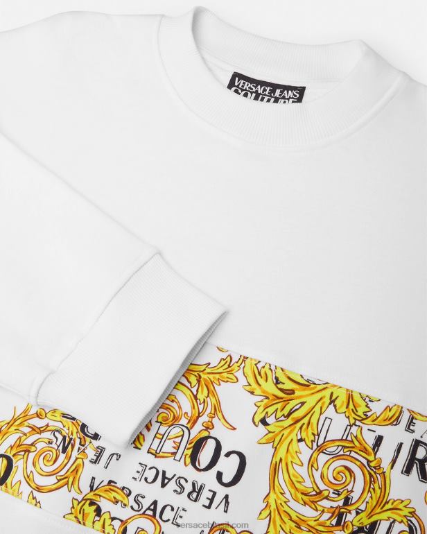 roupas P2TX2408 Versace moletom de alta costura com logotipo ouro e branco homens