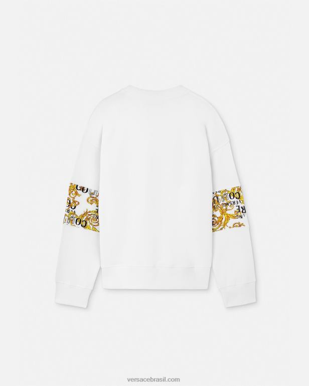 roupas P2TX2408 Versace moletom de alta costura com logotipo ouro e branco homens