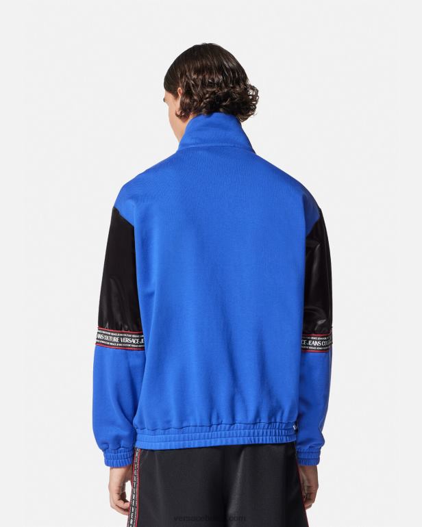 roupas P2TX2409 Versace moletom com zíper e logo preto homens