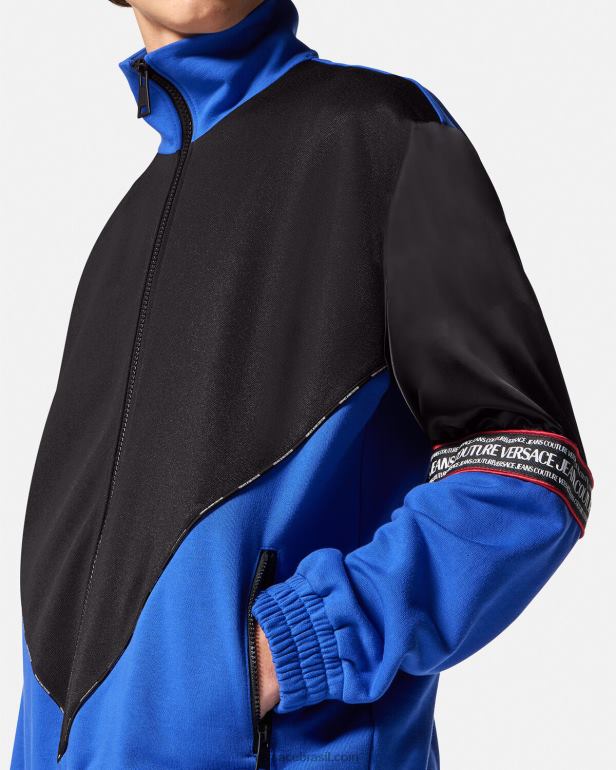 roupas P2TX2409 Versace moletom com zíper e logo preto homens