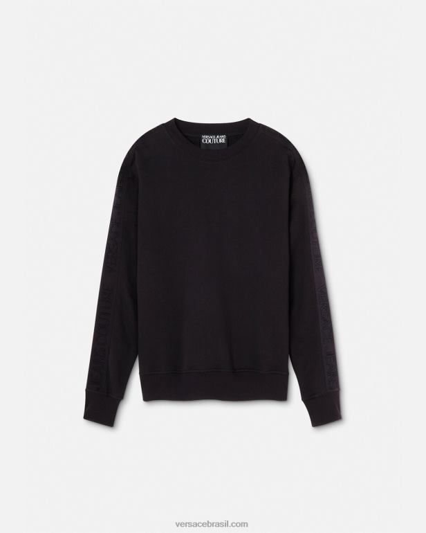 roupas P2TX2410 Versace moletom com logotipo preto homens