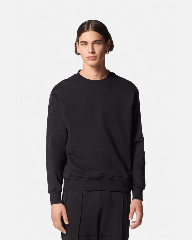roupas P2TX2410 Versace moletom com logotipo preto homens