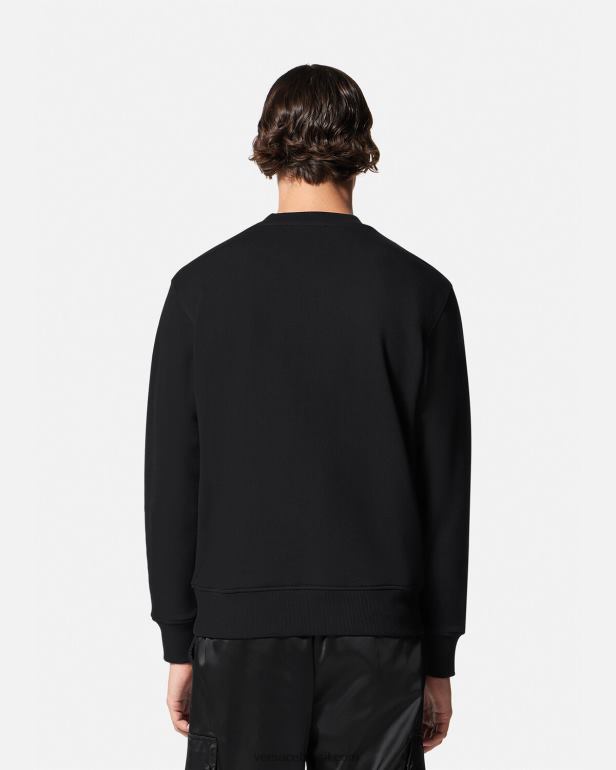 roupas P2TX2412 Versace moletom com emblema v bordado preto homens