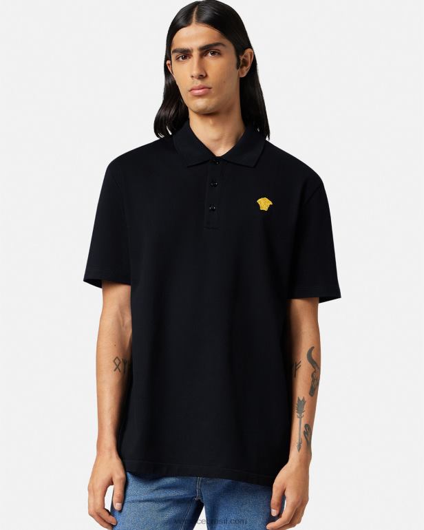 roupas P2TX1373 Versace camisa polo manga curta medusa preto homens