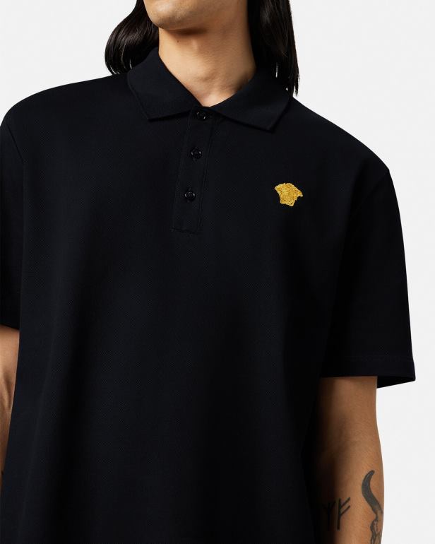 roupas P2TX1373 Versace camisa polo manga curta medusa preto homens