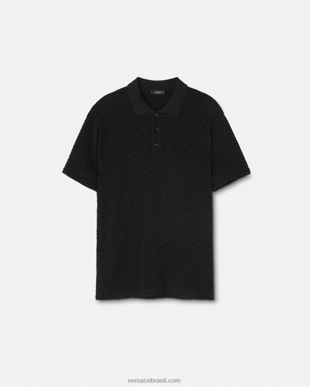 roupas P2TX1394 Versace camisa polo la greca preto homens