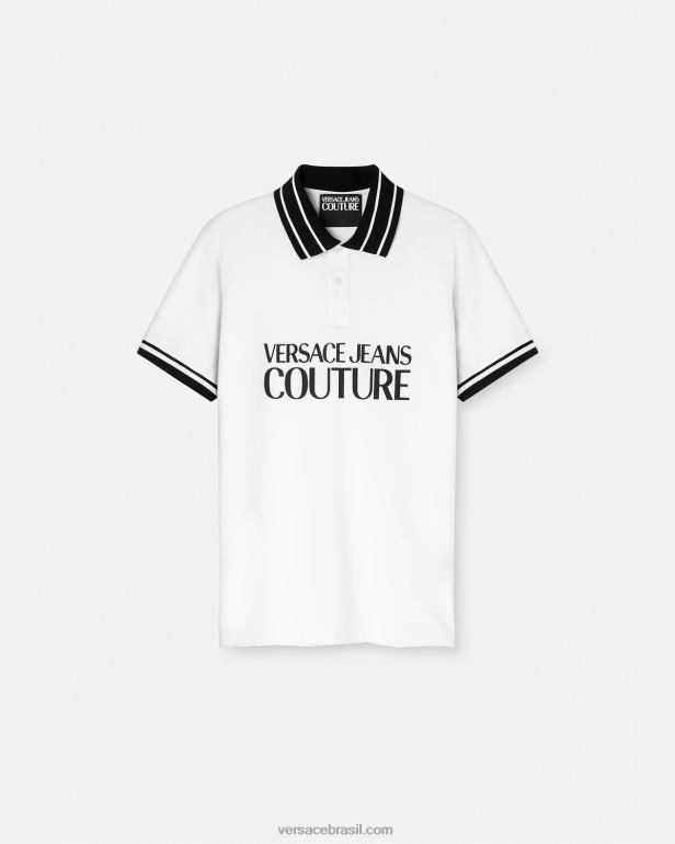 roupas P2TX2360 Versace camisa polo com logo branco homens