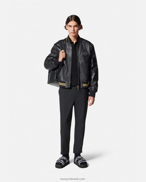 roupas P2TX2363 Versace camisa polo com emblema v ouro Preto homens