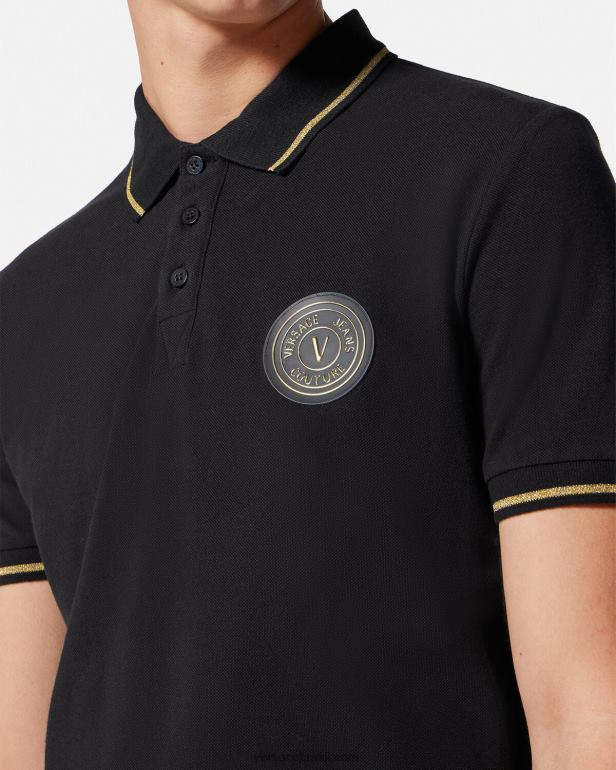 roupas P2TX2363 Versace camisa polo com emblema v ouro Preto homens