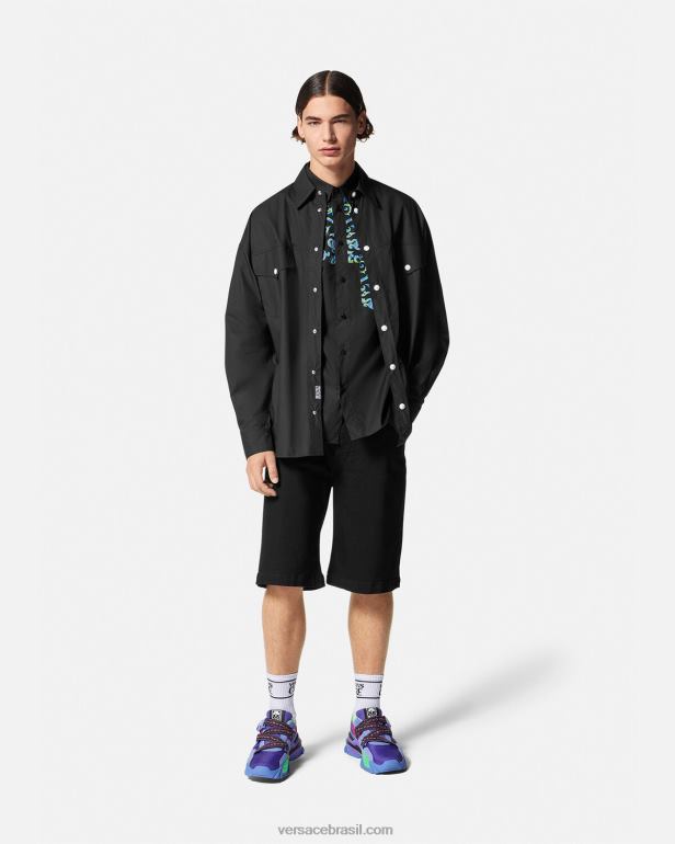 roupas P2TX2375 Versace esboço de camisa de alta costura Preto branco homens